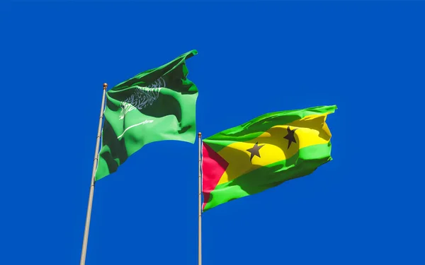 Bandeiras São Tomé Príncipe Arábia Saudita Obra — Fotografia de Stock