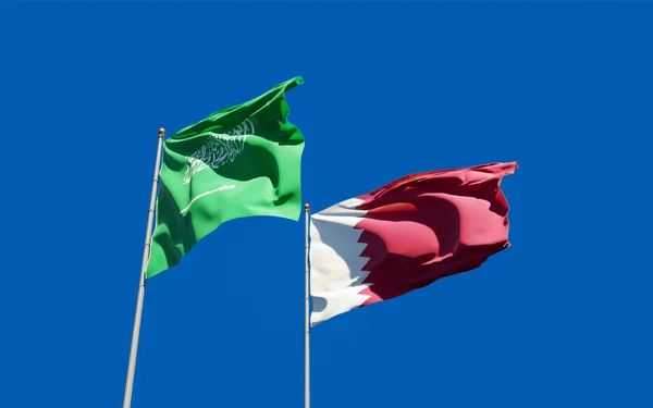 Bandiere Del Qatar Dell Arabia Saudita Opere Arte — Foto Stock
