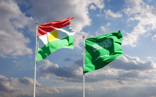 Drapeaux Kurdistan Arabie Saoudite Oeuvre — Photo
