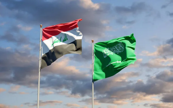 Irak Szaúd Arábia Zászlói Grafika — Stock Fotó