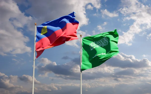 Liechtenstein Szaúd Arábia Zászlói Grafika — Stock Fotó
