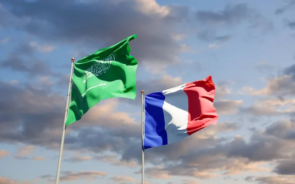 Прапори Франції Саудівської Аравії Ілюстрація — стокове фото