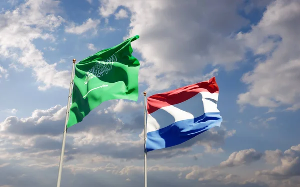 Hollandia Szaúd Arábia Zászlói Grafika — Stock Fotó