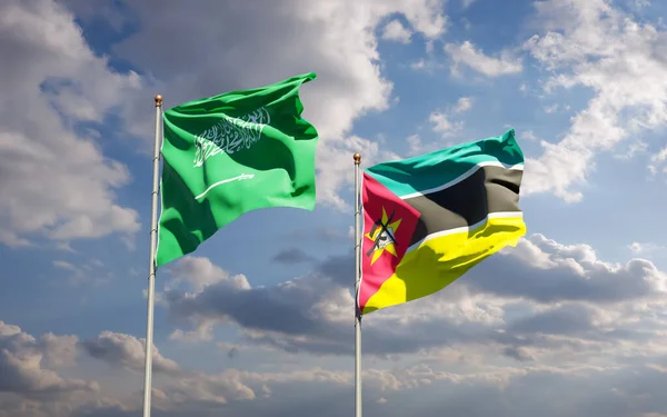 Σημαίες Μοζαμβίκης Και Σαουδικής Αραβίας Έργα Τέχνης — Φωτογραφία Αρχείου