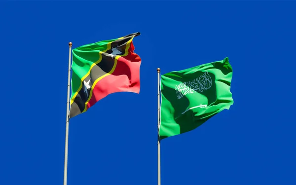 Bandiere Saint Kitts Nevis Arabia Saudita Opere Arte — Foto Stock