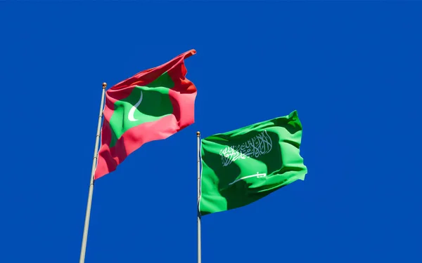 Drapeaux Des Maldives Arabie Saoudite Oeuvre — Photo