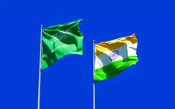 Флаги Саудовской Аравии Индии Трехмерное Искусство — стоковое фото
