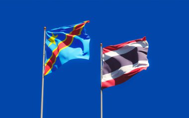 Tayland ve Kongo bayrakları. 3B sanat eseri  