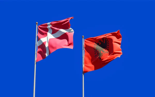 Flagi Danii Albanii Obrazy — Zdjęcie stockowe