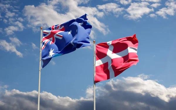 Drapeaux Danemark Australie Oeuvre — Photo