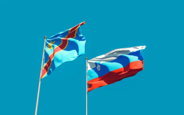 Banderas Eslovenia República Democrática Del Congo Obras Arte — Foto de Stock