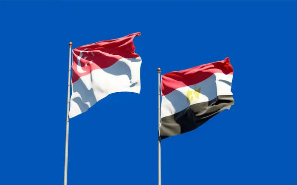 シンガポールとエジプトの国旗 3Dアートワーク — ストック写真