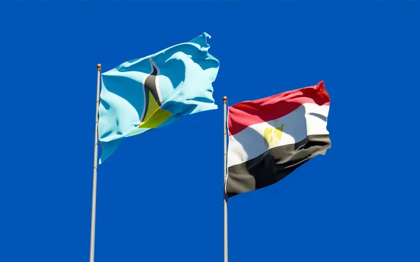 Saint Lucias Och Egyptens Flaggor Konstverk — Stockfoto