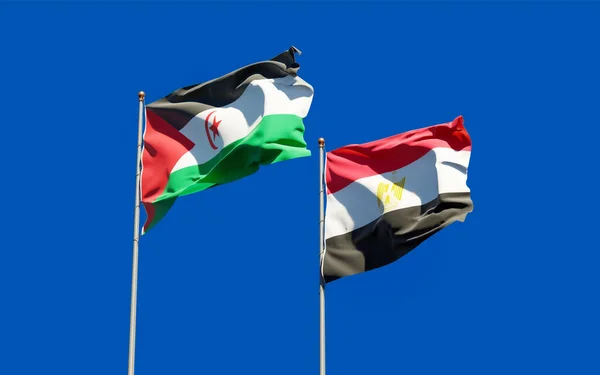 Σημαίες Του Σαχράουι Και Της Αιγύπτου Έργα Τέχνης — Φωτογραφία Αρχείου
