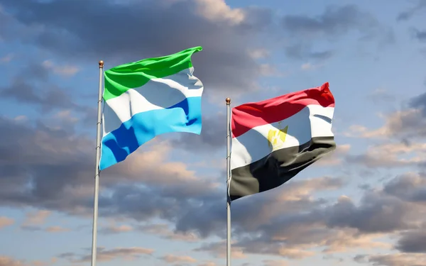 Bandiere Della Sierra Leone Dell Egitto Opere Arte — Foto Stock