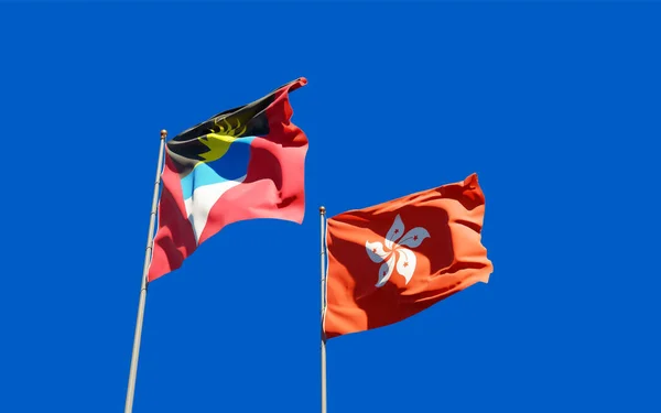 Vlaggen Van Hong Kong Antigua Barbuda Kunstwerken — Stockfoto