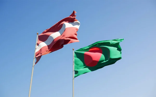 Banderas Letonia Bangladesh Obras Arte — Foto de Stock