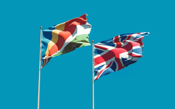 Bandeiras Reino Unido Seychelles Obra — Fotografia de Stock