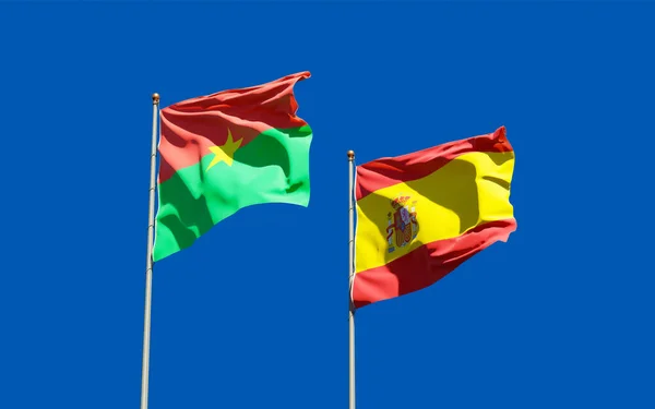 スペインとブルキナファソの国旗 3Dアートワーク — ストック写真