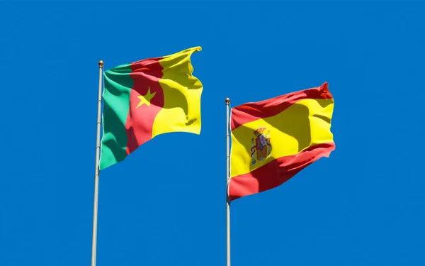 Flaggor Från Spanien Och Kamerun Konstverk — Stockfoto
