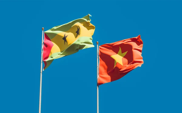 Bandeiras São Tomé Príncipe Vietnã Obra — Fotografia de Stock
