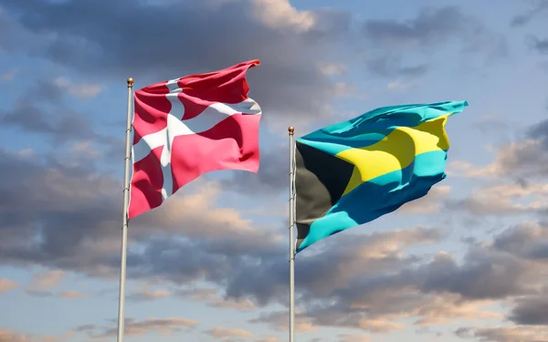 Drapeaux Danemark Des Bahamas Oeuvre — Photo