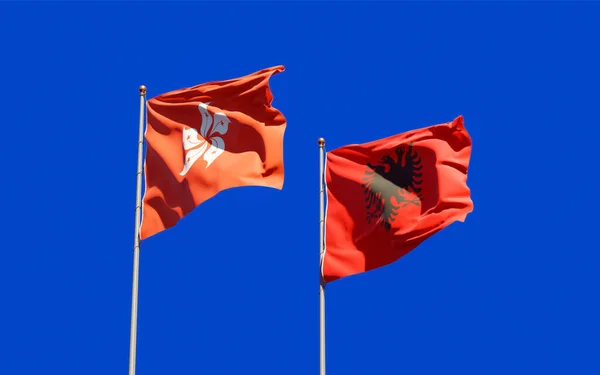 Flagi Hongkongu Albanii Obrazy — Zdjęcie stockowe