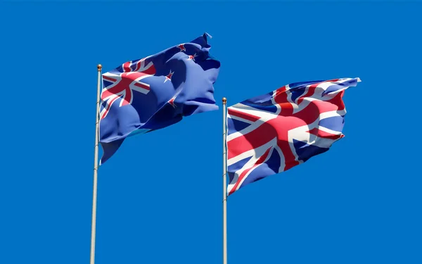 ニュージーランドとニュージーランドの旗 3Dアートワーク — ストック写真