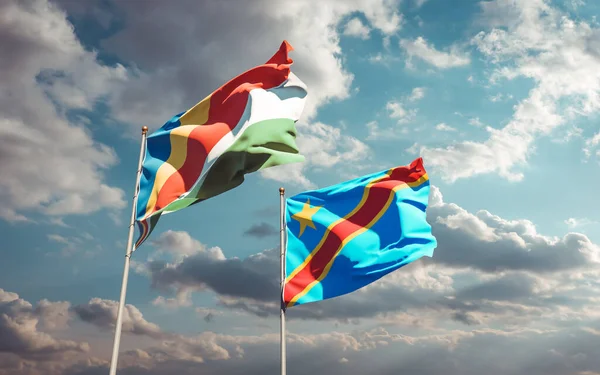 Bandeiras Das Seicheles Congo Obra — Fotografia de Stock