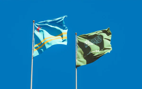 Szaúd Arábia Aruba Zászlói Grafika — Stock Fotó