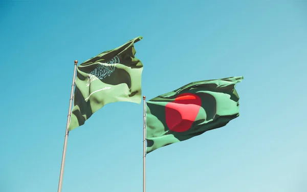 Banderas Arabia Saudita Bangladesh Obras Arte —  Fotos de Stock