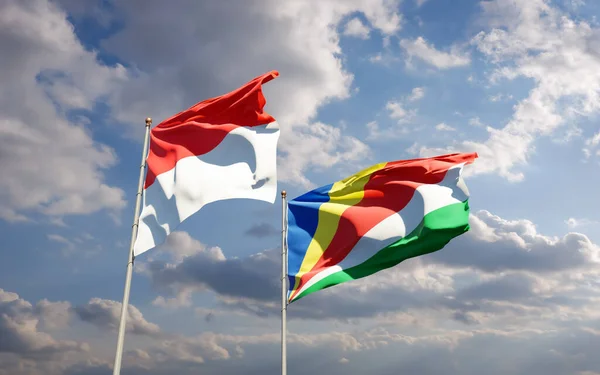 尼日利亚和塞舌尔的国旗 3D艺术品 — 图库照片