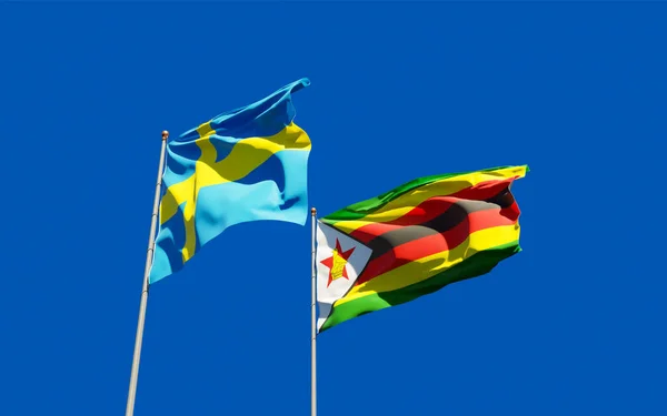 Bandiere Dello Zimbabwe Della Svezia Opere Arte — Foto Stock