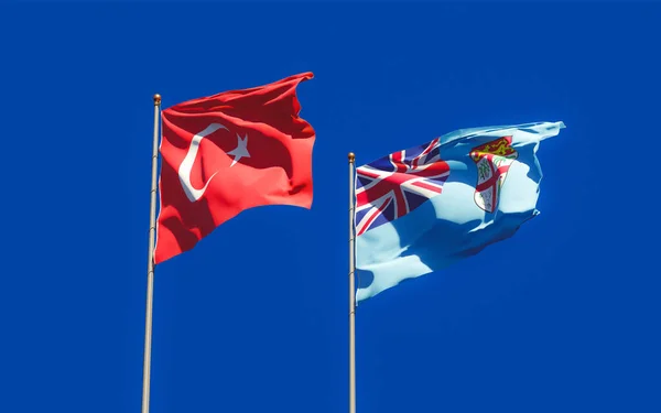 斐济和土耳其的国旗 3D艺术品 — 图库照片
