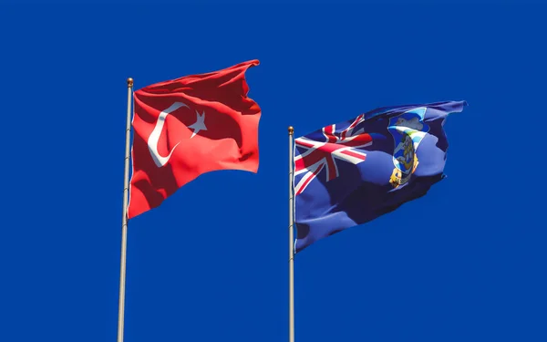 福克兰群岛和土耳其的国旗 3D艺术品 — 图库照片