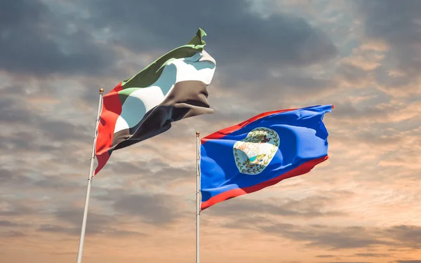 아랍에미리트 연방과 벨리즈의 깃발이다 — 스톡 사진