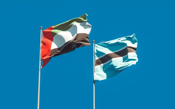 Drapeaux Des Émirats Arabes Unis Botswana Oeuvre — Photo