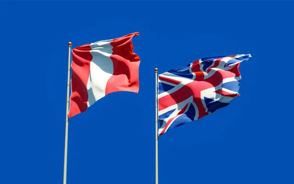 Bandeiras Peru Reino Unido Britânico Obra — Fotografia de Stock