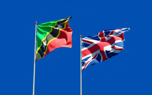 Флаги Сент Китса Невиса Великобритании Трехмерное Искусство — стоковое фото