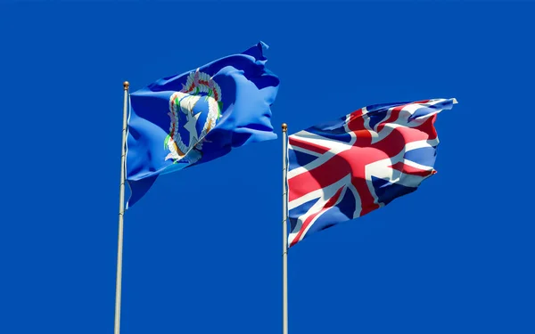 Vlajky Severních Mariánských Ostrovů Britů Spojeného Království Kresba — Stock fotografie