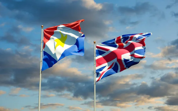Bandeiras Saba Reino Unido Britânico Obra — Fotografia de Stock