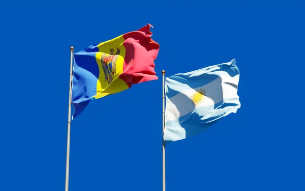 モルドバとアルゼンチンの国旗 3Dアートワーク — ストック写真