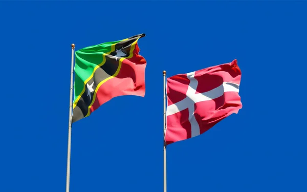 Drapeaux Saint Kitts Nevis Danemark Oeuvre — Photo