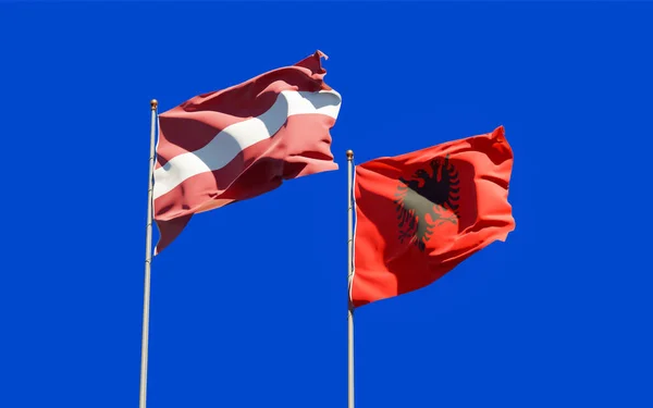 Flagi Łotwy Albanii Obrazy — Zdjęcie stockowe