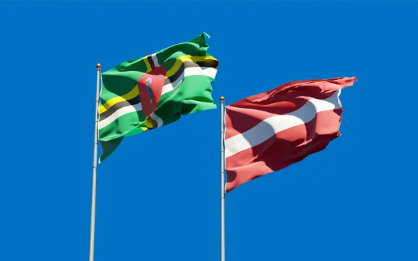 Флаги Латвии Доминики Трехмерное Искусство — стоковое фото