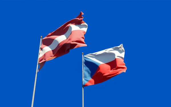 Banderas Letonia Checa Obras Arte —  Fotos de Stock