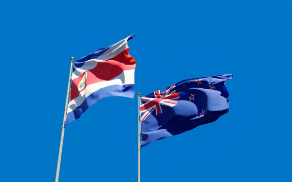 新西兰和哥斯达黎加的国旗 3D艺术品 — 图库照片
