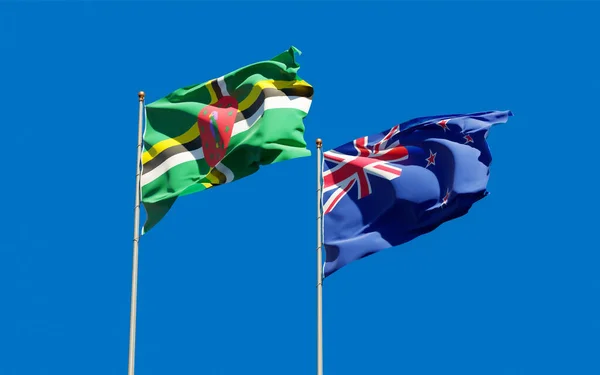 Banderas Nueva Zelanda Dominica Obras Arte —  Fotos de Stock