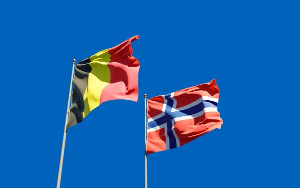 ノルウェーとベルギーの国旗 3Dアートワーク — ストック写真