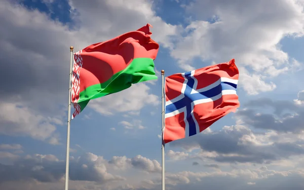 Norveç Belarus Bayrakları Sanat Eseri — Stok fotoğraf